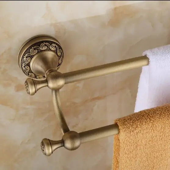 Afralia™ Carved Antique Bronze Brass Bathroom Accessories Set with Solid Bath Hardware