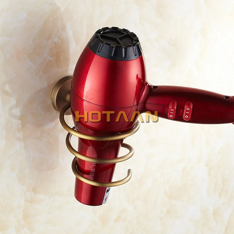 Afralia™ Brass Hair Dryer Holder Stand Rack Shelf - Solid & Anti-Rust