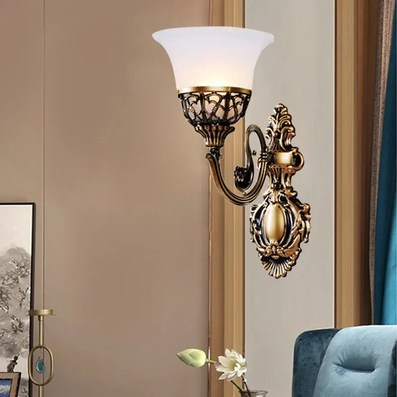 Afralia™ Luxury Glass Wall Light for Loft, Study, Dining Room - Retro Bedside Sconce