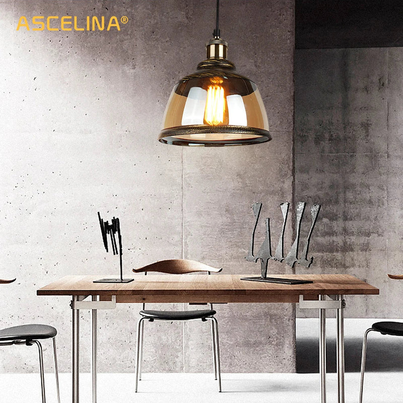 Afralia™ Vintage Industrial Pendant Light with Green Bronze Glass Lampshade and E27 Socket