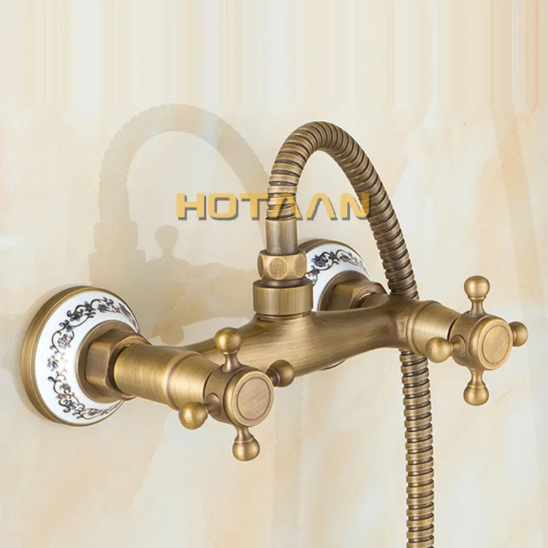 Afralia™ Antique Brass Bidet with Hot/Cold Mixer, Bronze Shower Head for Anal Cleaning