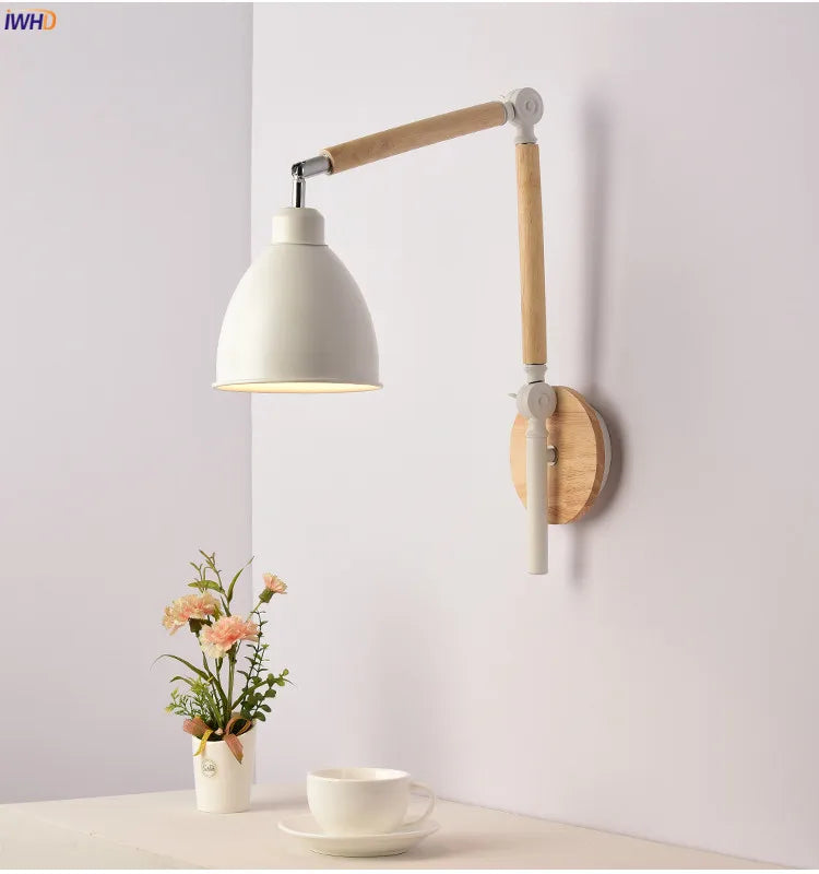 Afralia™ Swing Arm White LED Wall Lamp for Modern Home Lighting Sconce