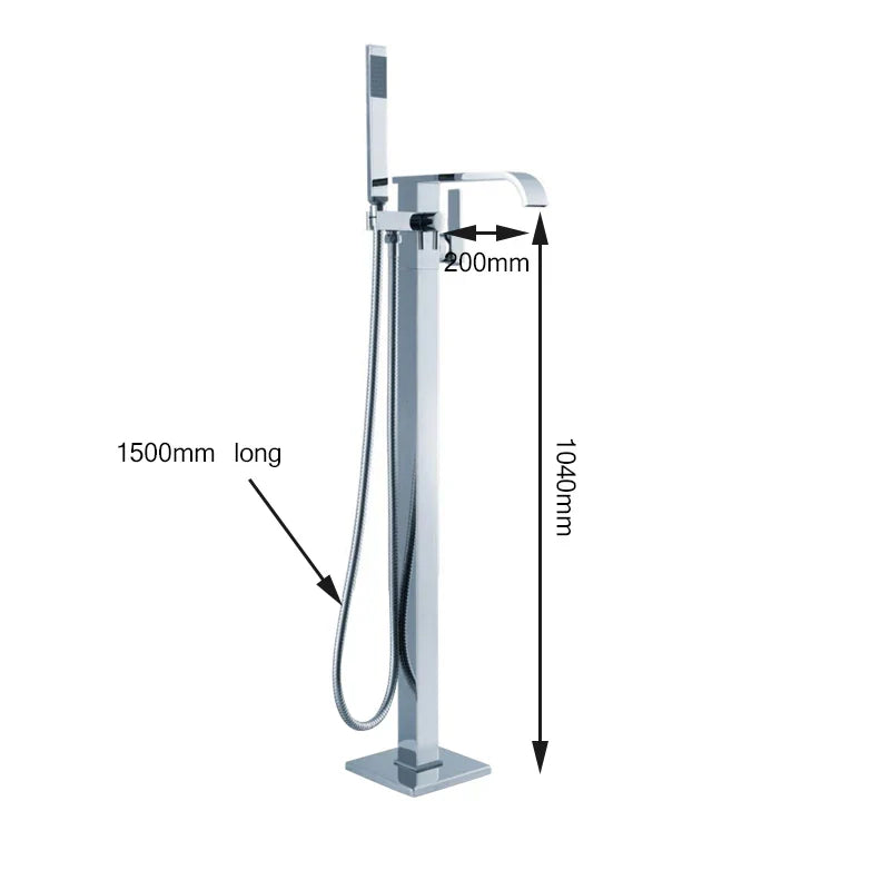 Afralia™ Brass Single Handle Bathtub Shower Set Floor Mounted Mixer Brushed Nickel