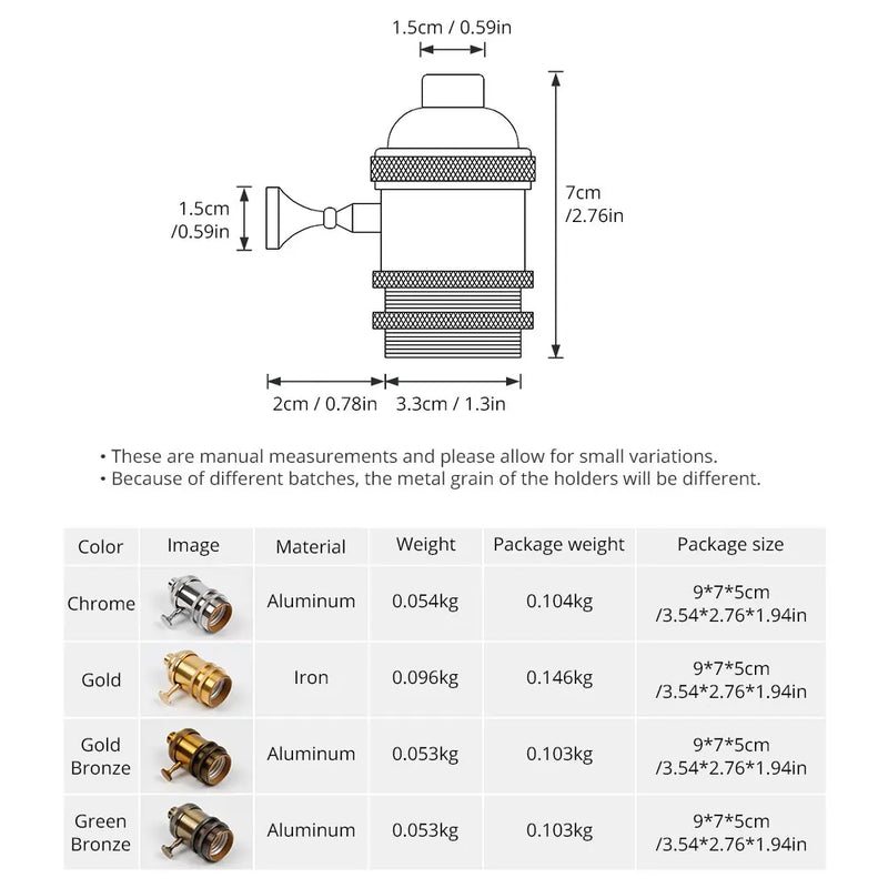 Afralia™ E27 Industrial Lamp Base Holder Aluminum Retro Pendant Fixture