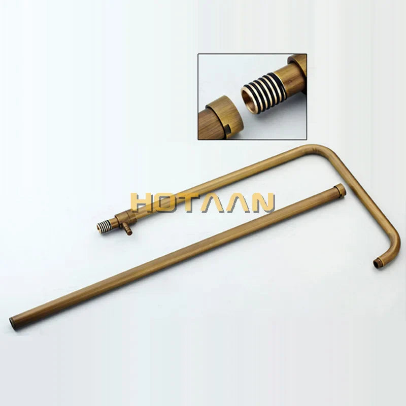 Afralia™ Antique Brass Bathroom Shower Faucet Set with Handshower, Tub Spout, and 8" Rainfall Head