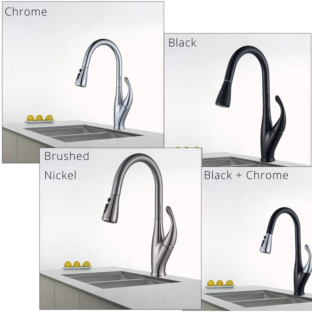 Afralia™ Black Kitchen Faucet Pull Out Mixer with Single Handle and Stream Spray