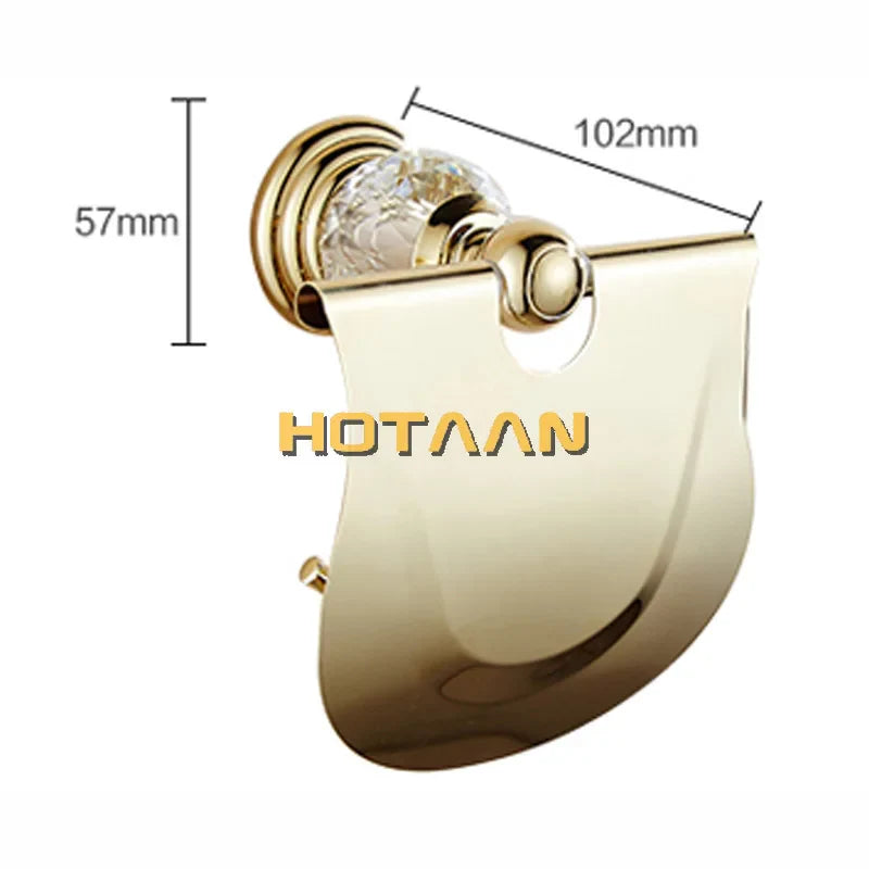 Afralia™ Golden Crystal Toilet Paper Holder Wall Mount Archaize Waterproof Roll Rack