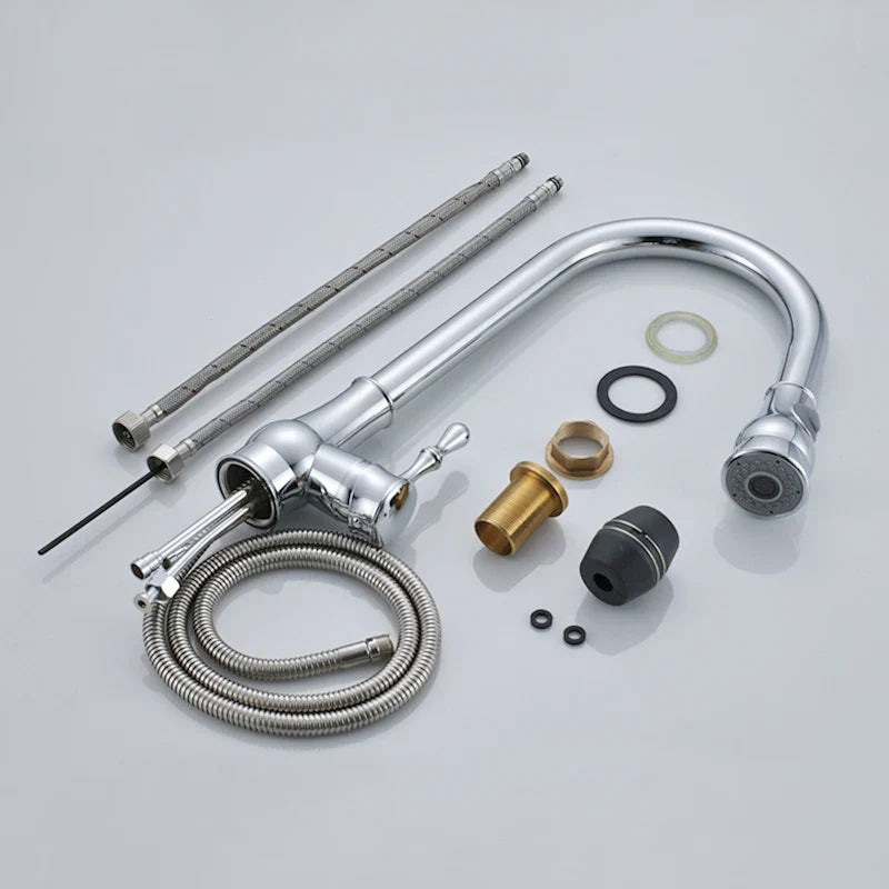 Afralia™ Gold Brass Kitchen Faucet Rotatable Mixer Tap Single Handle Hot&Cold Water