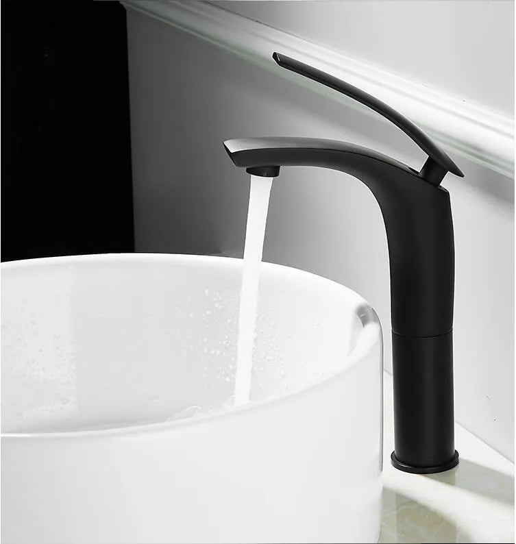Afralia™ White and Black Solid Brass Waterfall Basin Faucet - Hot & Cold Sink Mixer