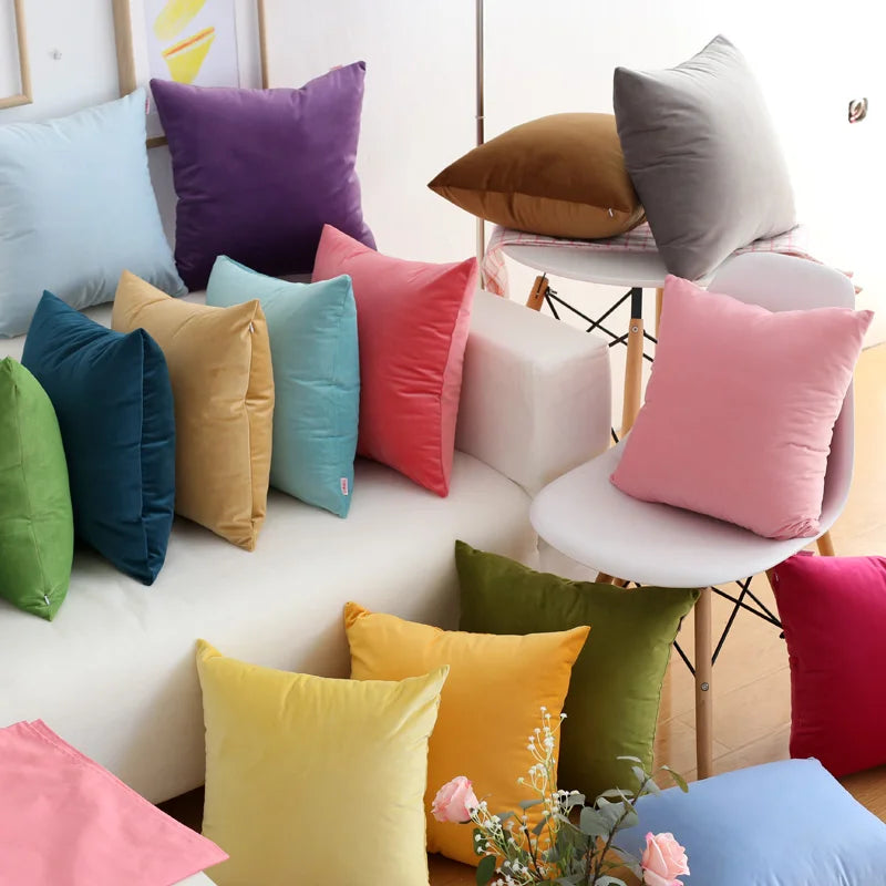 Afralia™ Velvet Pillow Covers for Sofa Bed Home Decor 45x45cm/60x60cm