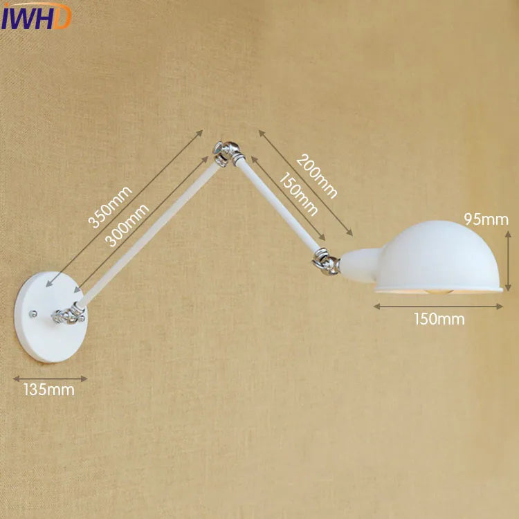 Afralia™ Silver Retro Vintage Swing Long Arm Wall Light LED Sconce Industrial Lighting
