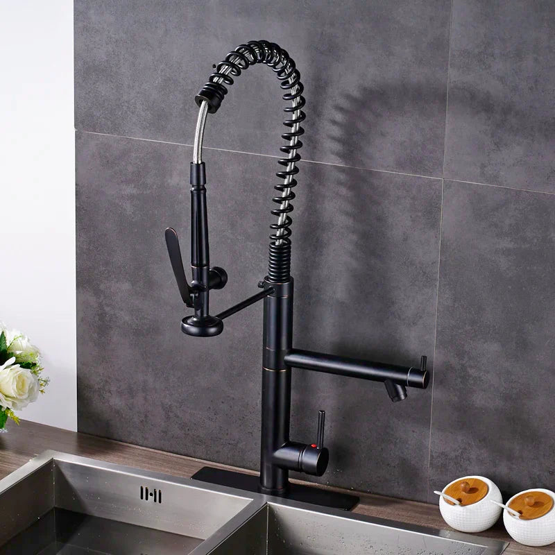 Afralia™ Oil Rubbed Bronze Kitchen Mixer Faucet Single Handle Deck Mounted