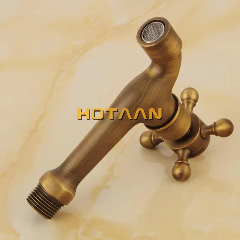 Afralia™ Antique Brass Wall Mount Bibcock Faucet for Garden and Bathroom