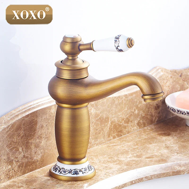 Afralia™ Bathroom Basin Faucet Deck Mounted Hot Cold Mixer 50045GT