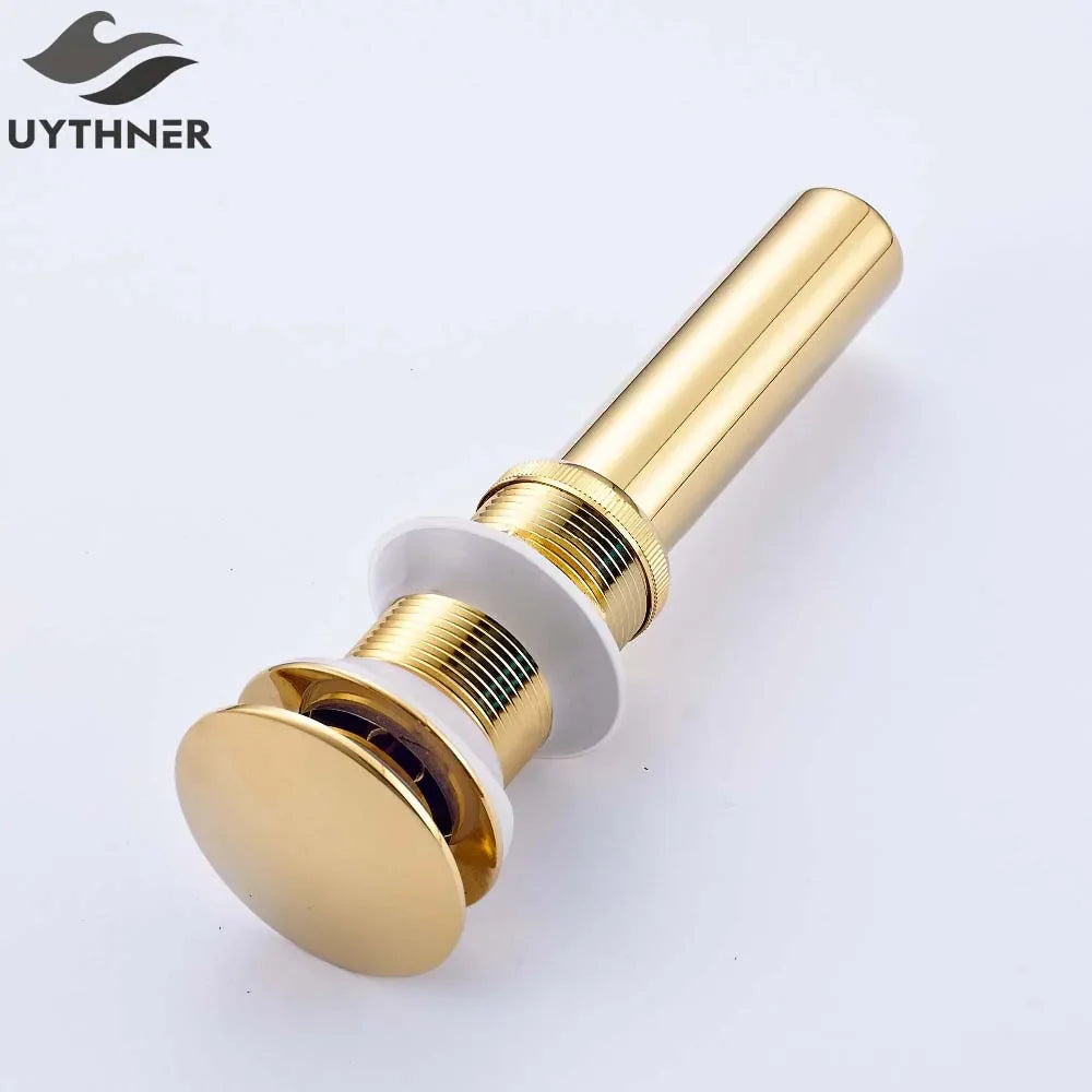 Afralia™ Golden Brass Vintage Bathroom Sink Pop Up Drain