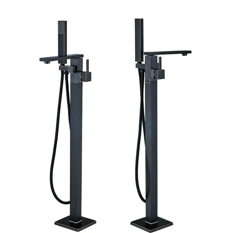Afralia™ Chrome Floor Mounted Tub Faucet Set with Handshower