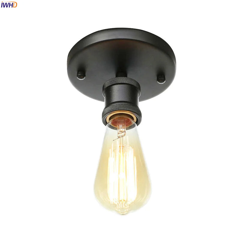 Afralia™ Black Metal Vintage Edison Ceiling Lamps for Industrial Living Room Decor