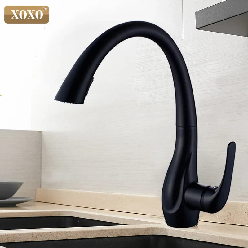 Afralia™ Golden Kitchen Faucet Pull Out Single Handle Water Mixer Tap