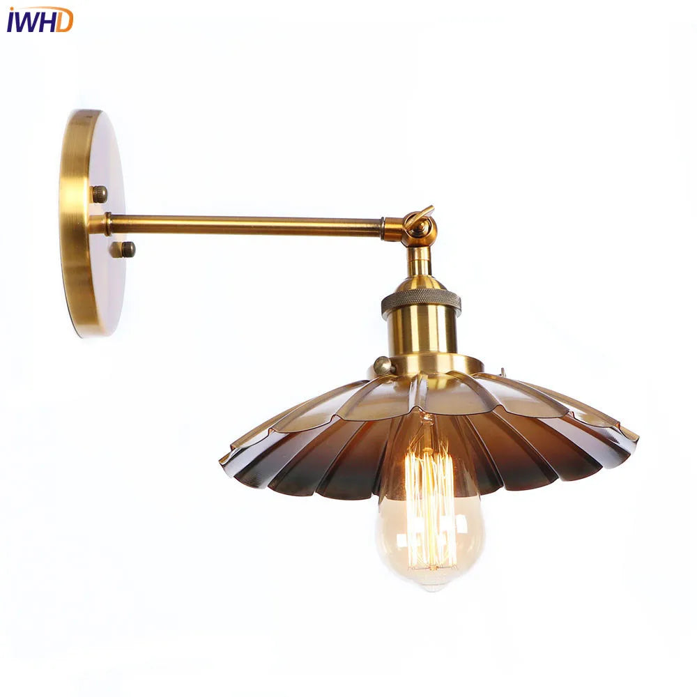 Afralia™ Iron Golden Antique LED Wall Light Retro Industrial Vintage Wandlamp