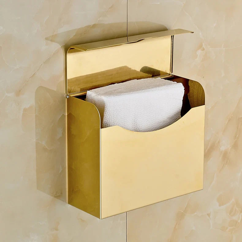 Afralia™ Bathroom Paper Phone Holder Shelf Towel Rack Toilet Tissue Box Silver Gold