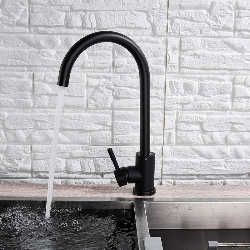 Afralia™ Matte Black Kitchen Faucet with 360° Rotation and Single Handle