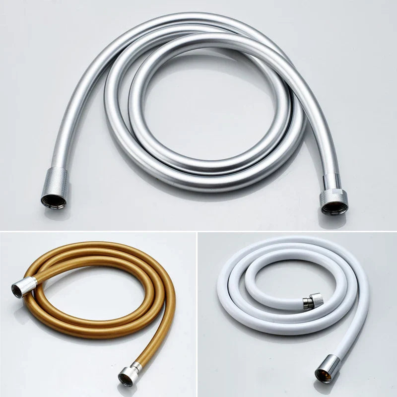 Afralia™ High Pressure PVC Shower Hose with Handheld Head - Silver & Golden Smooth Design