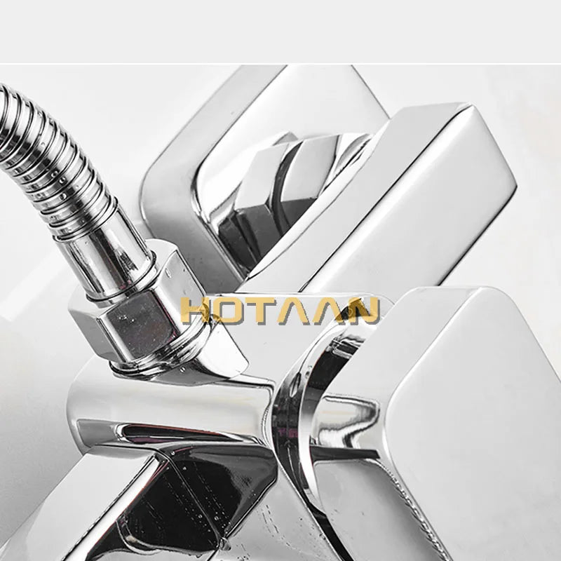 Afralia™ Wall Mount Shower Faucet, Polished Chrome Finish, Bathroom Handheld Shower Mixer