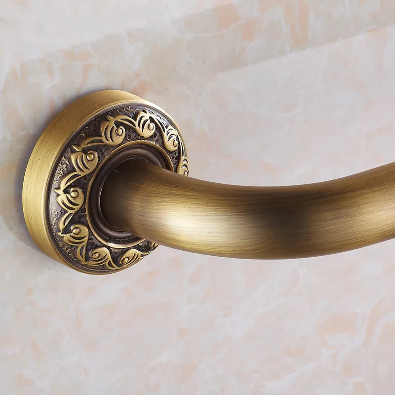 Afralia™ Antique Brass Wall Mounted Grab Bar for Bathroom Safety, 52 cm - Home Assist Handle