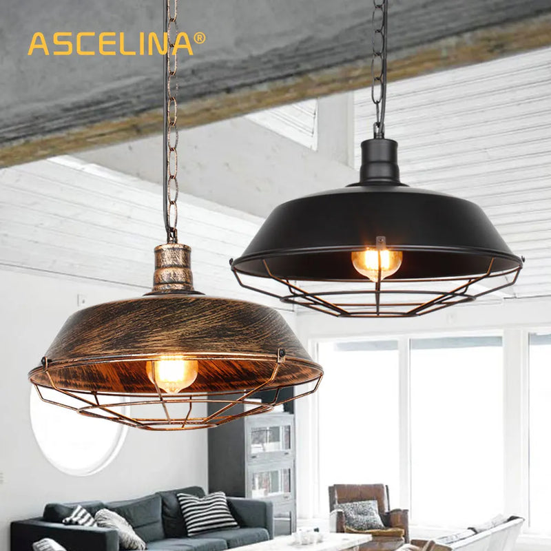 Afralia™ Retro Industrial Pendant Light Vintage Loft Hanging Lamp Home Lighting Fixtures