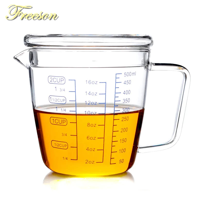 Glass Measuring Cup by Afralia™ - Heat Resistant Milk Jug Tea Coffee Pitcher