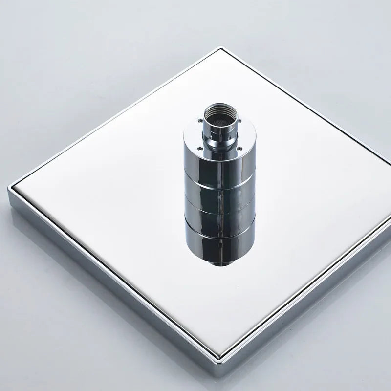 Afralia™ Bright Chrome LED Rainfall Shower Head: Color Changing Brass Rectangular Shower Faucet