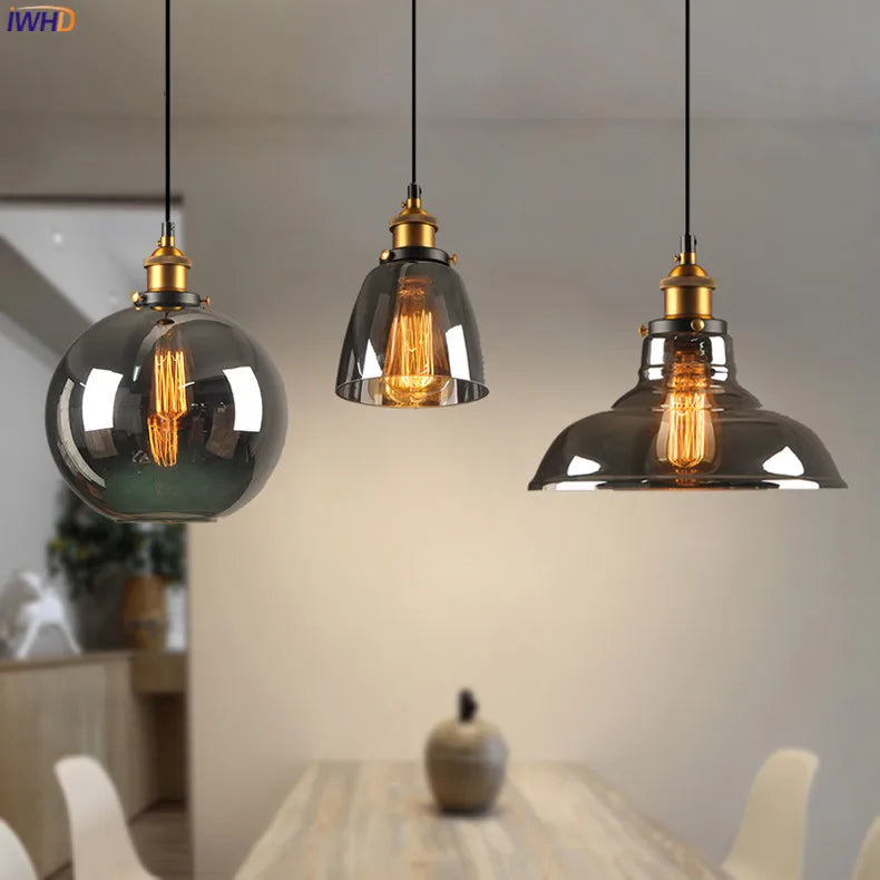 Afralia™ Glass Pendant Lights for Dinning Living Room, Vintage Industrial Hanging Lamp