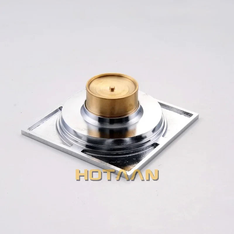 Afralia™ Chrome Plated Square Brass Bathroom Floor Drain Grate - 100mm*100mm