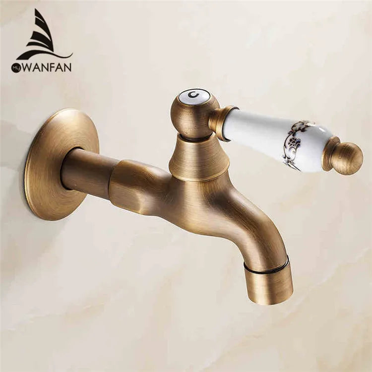 Afralia™ Brass Antique Bibcock Faucet for Garden and Laundry, Cold Water Tap