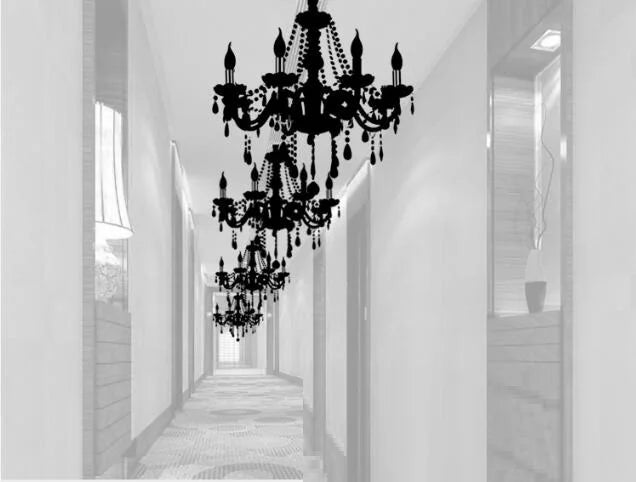 Afralia™ Luxury Black Crystal Chandelier Candle Lamp for Living Room Bedroom