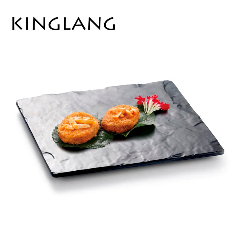 Afralia™ Melamine Black Long Plate & Serving Tray - Sushi Buffet Restaurant Display