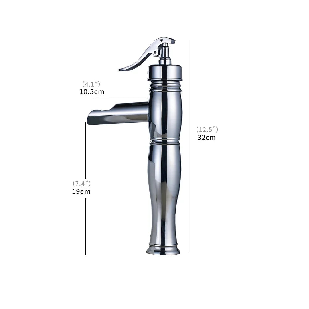 Afralia™ Waterfall Basin Faucet: Single Lever Brass Hot/Cold Vanity Sink Mixer Taps for Vessel Sink.