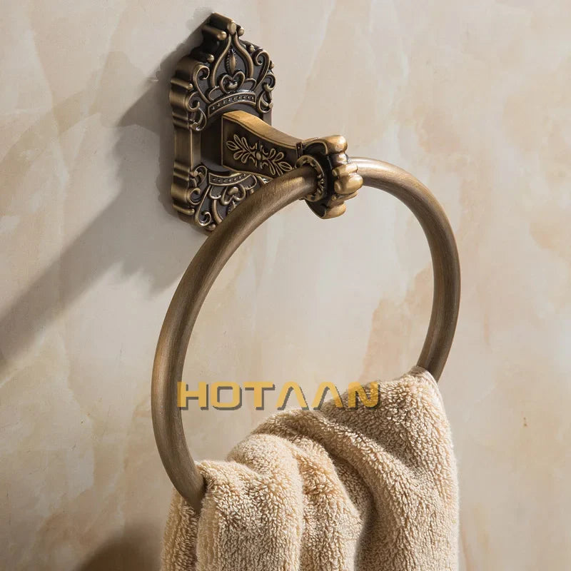 Afralia™ Antique Brass Towel Ring – Wall-Mounted Round Bathroom Towel Holder