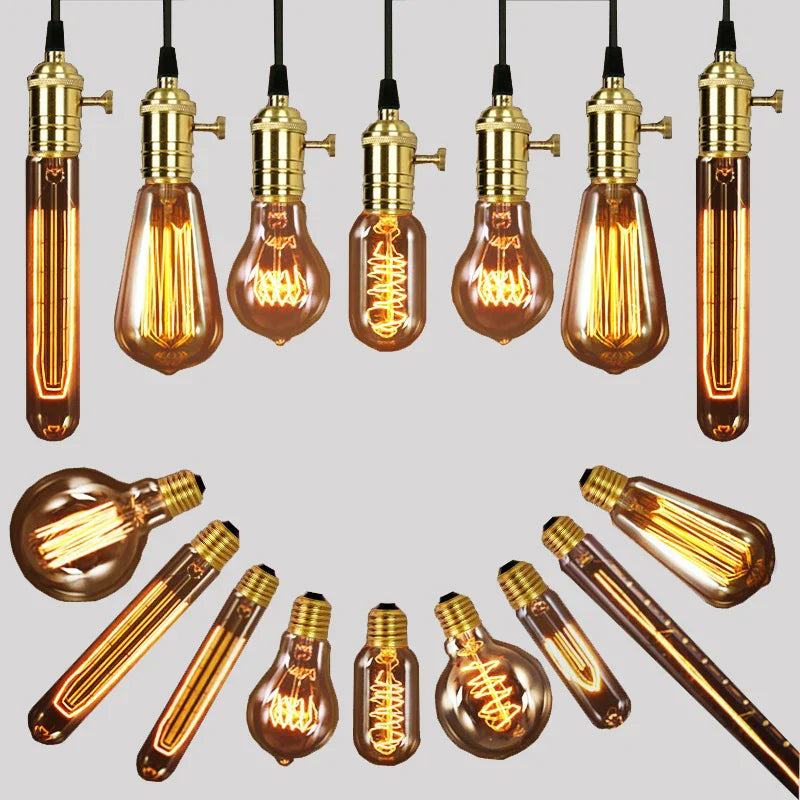 Afralia™ Vintage Copper Pendant Lights with Edison Bulb for E27 Socket