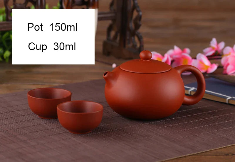 Afralia™ Yixing Purple Clay Tea Set: Pot, 2 Cups, XiShi Pot Tea Ceremony, Ceramic Teacup