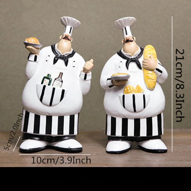 Afralia™ Chef Figurines Set - Vintage Resin Wall Ornaments for Home Decor & Gifts