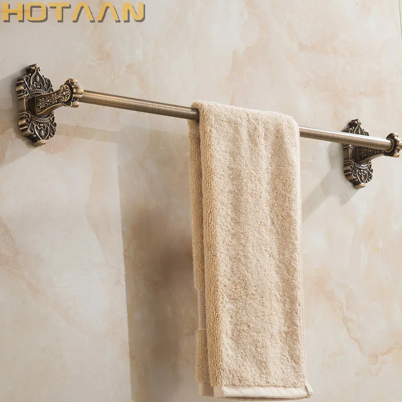 Afralia™ Antique Brass Towel Bar - Wall Mounted Bathroom Accessories