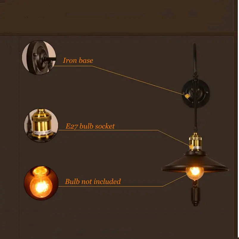 Afralia™ Iron Pulley Wall Lamp: Vintage Retro Loft Sconce for Home, Restaurant, Cafe