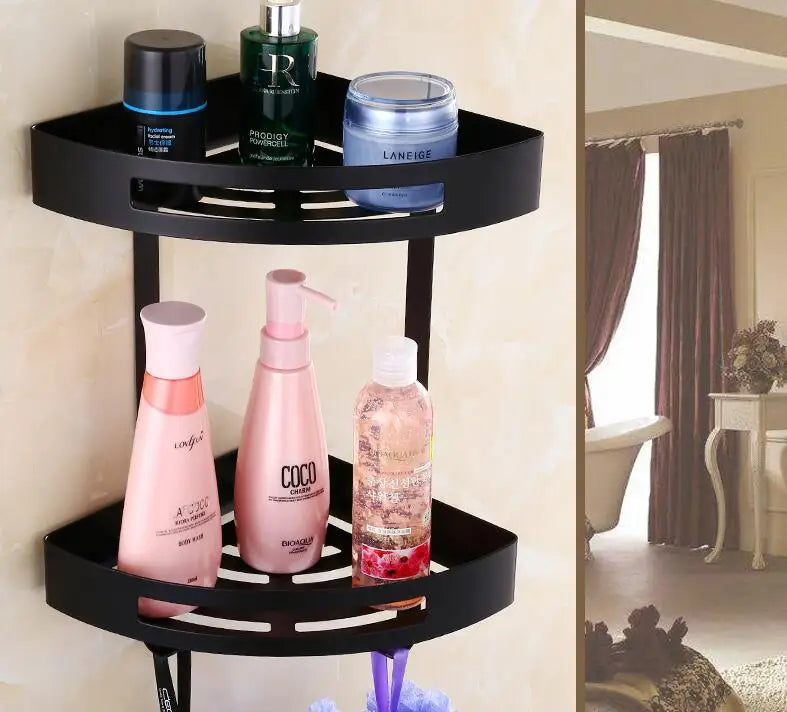 Afralia™ Gold Stainless Steel Bathroom Corner Shelf – Rose Gold Shower Caddy