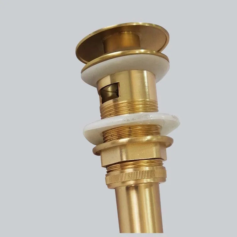 Afralia™ Brushed Gold Basin Sink Pop Up Drain with Overflow, Round Brass Waste Water Drainer