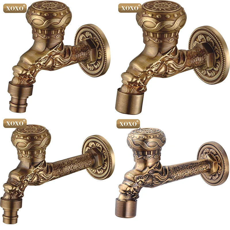 Afralia™ Dragon style Bathroom Wall Mount Washing Machine Water Faucet Tap