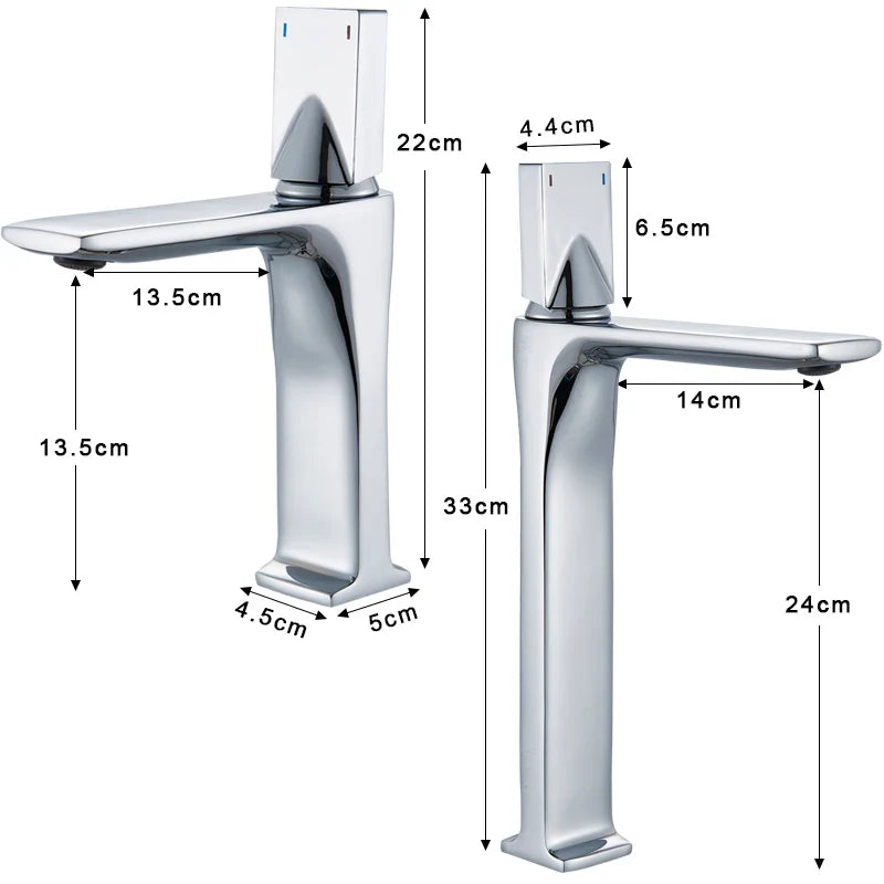Afralia™ Chrome Square Single Lever Bathroom Sink Faucet - Cold and Hot Water, Single Hole