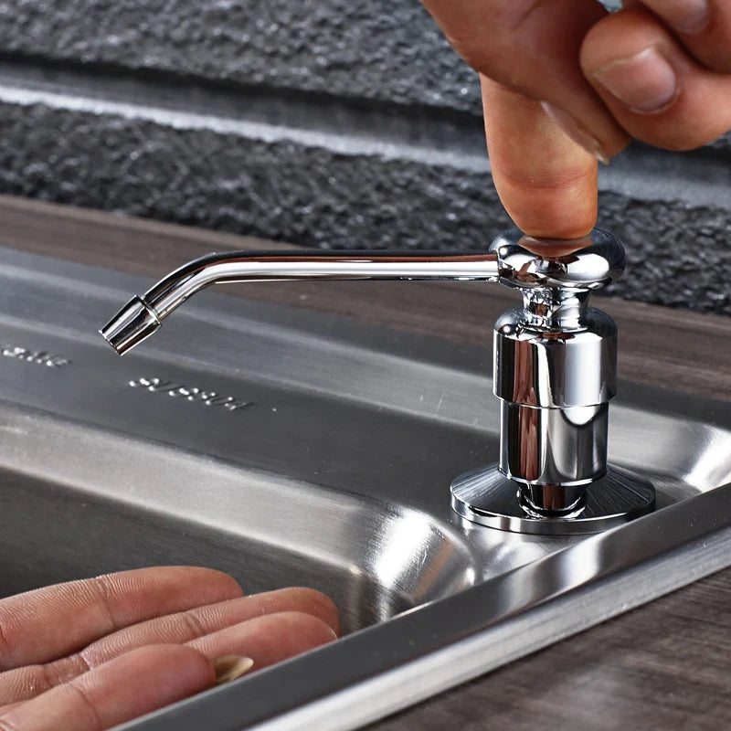 Afralia™ Chrome Polished Kitchen Soap Dispenser 220ML - Brass Liquid Dispenser