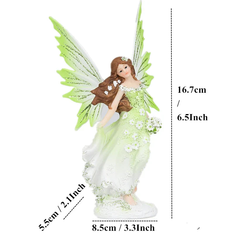 Afralia™ Resin Unicorn Horn Angel Fairy Figurine Modern Home Decor Horse Miniature Angel Fairy Statue