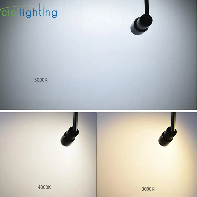 Afralia™ Stepless Zoom LED Track Light 3W-7W Focus Ceiling Spotlights 3000K-5000K White